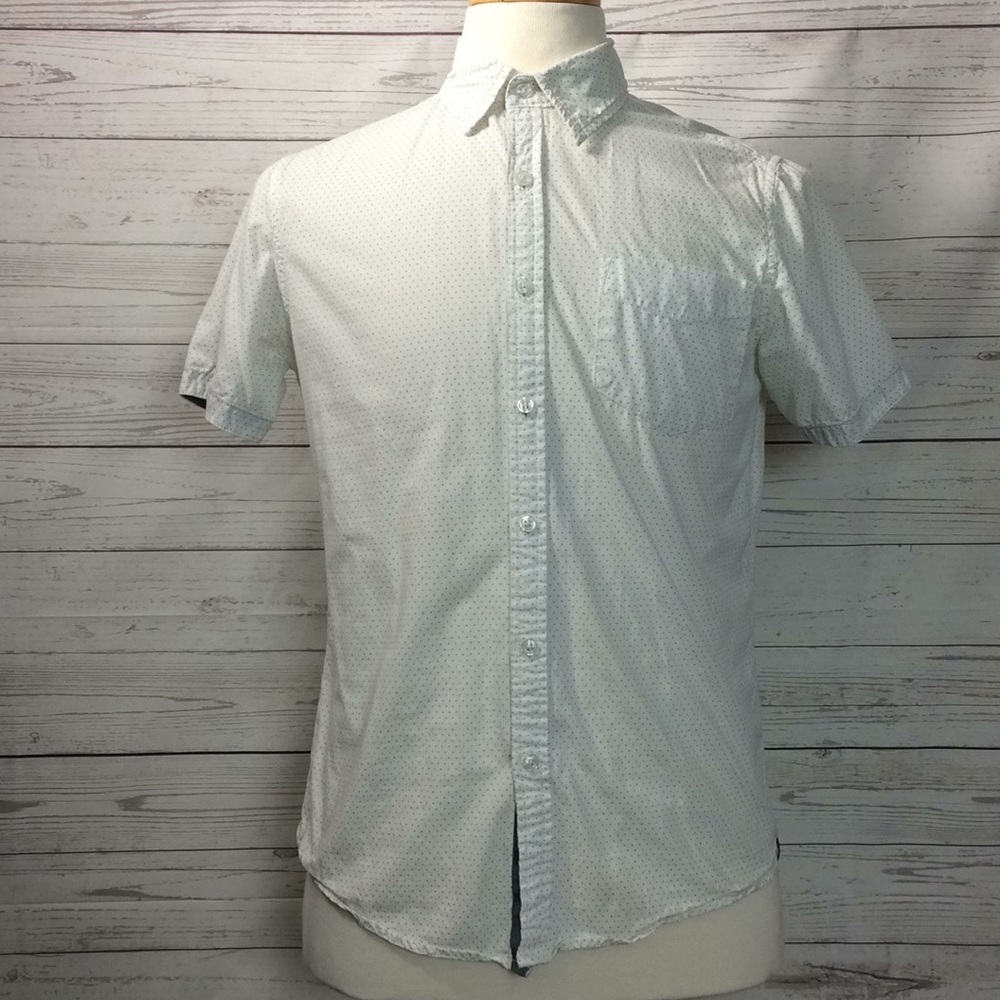 Men’s Small Short Sleeved Blue Polka Dot Shirt